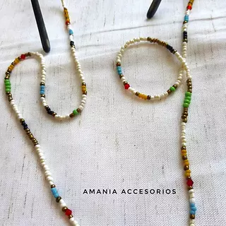 Cordón De Gafas Blanco Destello De Colores