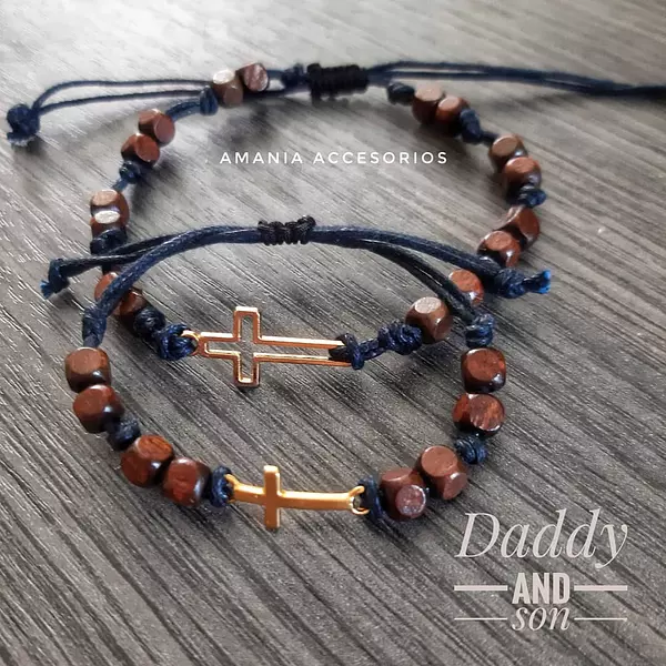 Pulseras Padre E Hijo con Cruz