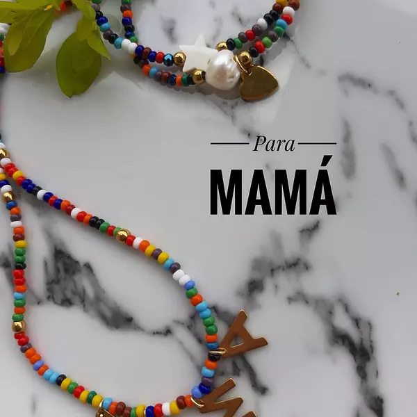 Collar Colorido y Perlas