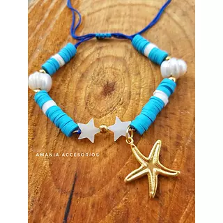 Pulsera Azul con Perlas