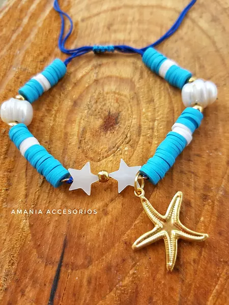 Pulsera Azul con Perlas