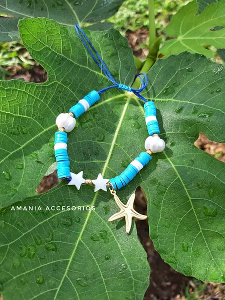 Pulsera Azul con Perlas