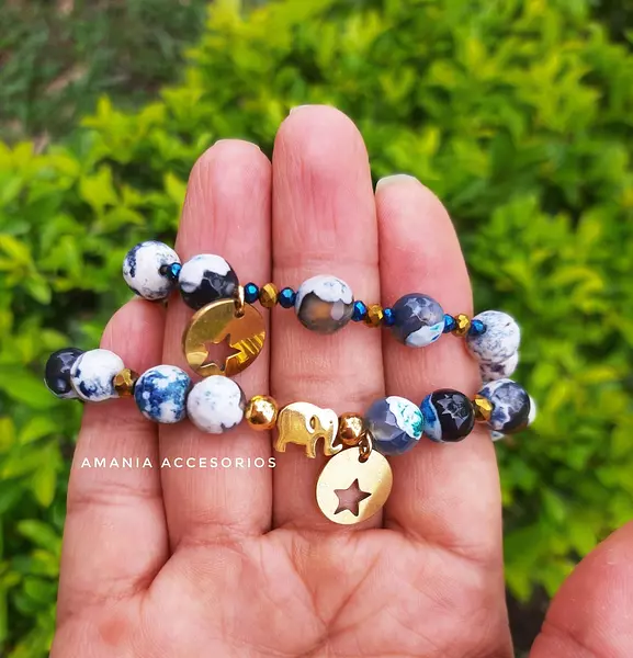 Pulsera Agatas Y Elefantes