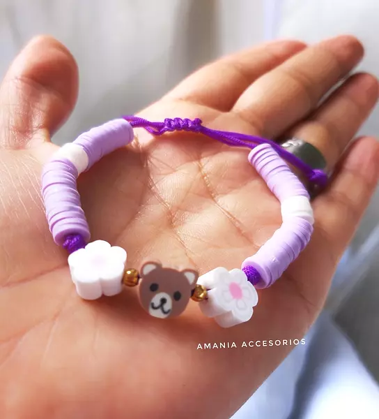 Pulsera de Osito y Flores