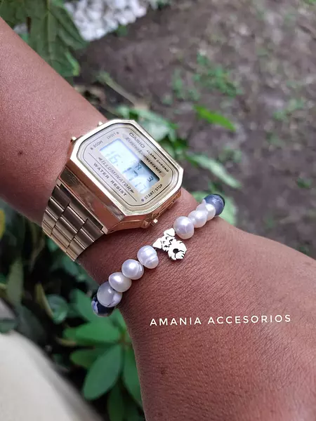 Pulsera de Perlas y Piedras Ágata con Dije de Plata 925