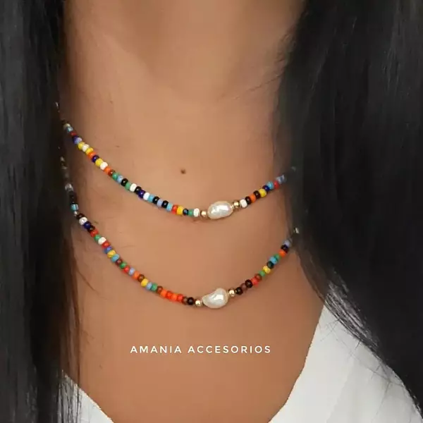 Duocollar de Colores con Perlas