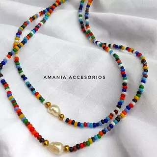 Duocollar de Colores con Perlas