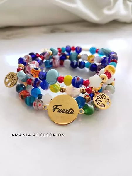 Set De Pulseras De Colores En Piedra Murrina